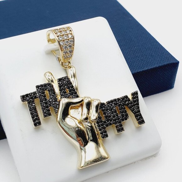 14K Gold Plated Cubic Zircon Pendant, INUS1BR258 - Picture 3 of 8